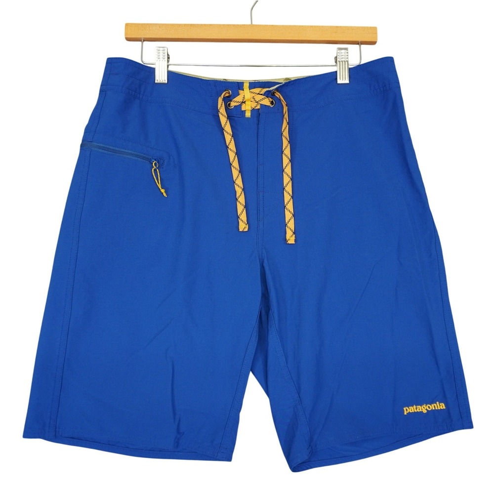 Patagonia Wavefarer Board Shorts Men 33 Blue Drawstring Swim Trunks Pocket‎